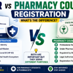 HPR vs Pharmacy Council Registration comparison showing digital healthcare professional identity, HP-ID, Pharmacy Council professional registration, legal authorization to practice, and registration requirements for pharmacists.
