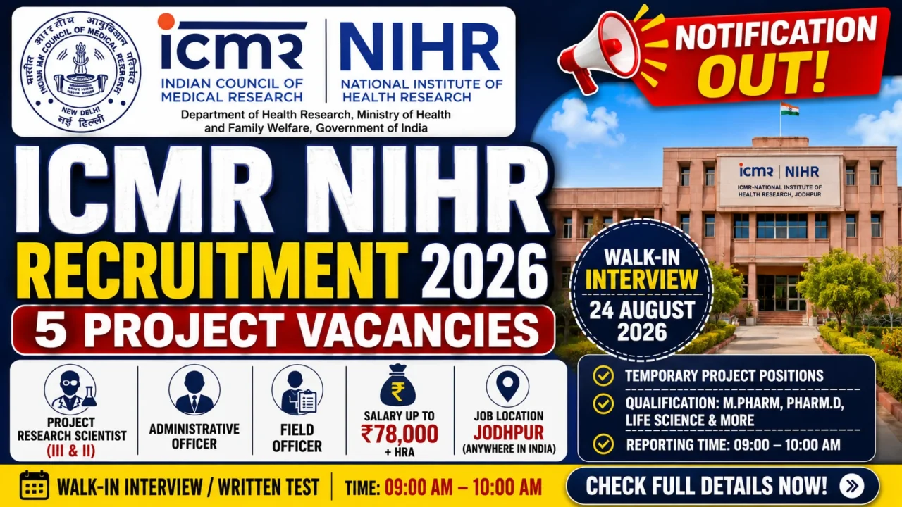 ICMR NIHR Recruitment 2026 Notification
