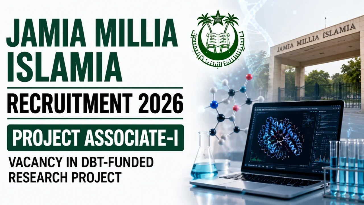 Jamia Millia Islamia Recruitment 2026 Project Associate-I DBT Funded Research Project