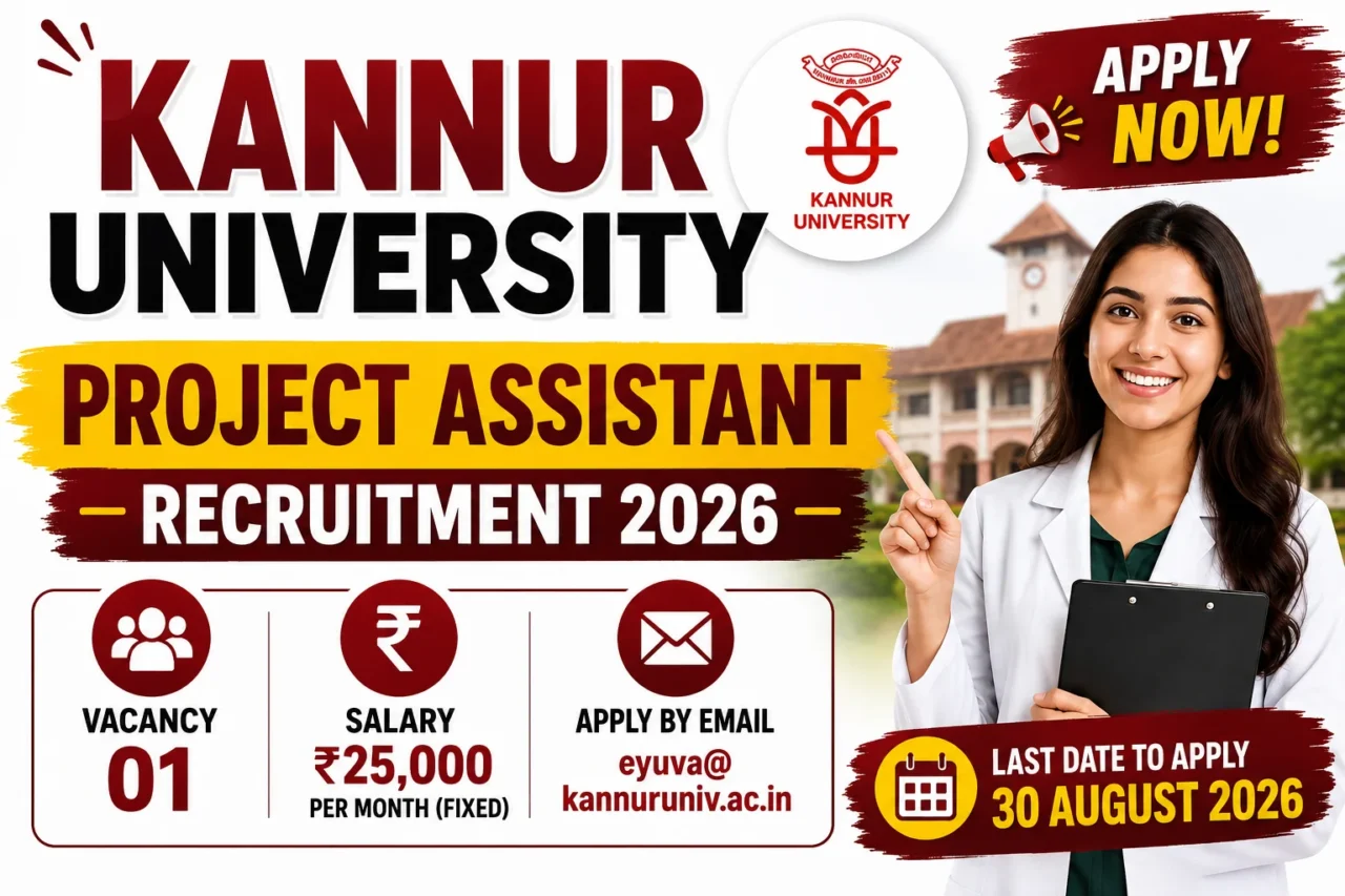 Kannur University Project Assistant Recruitment 2026 with ₹25,000 salary