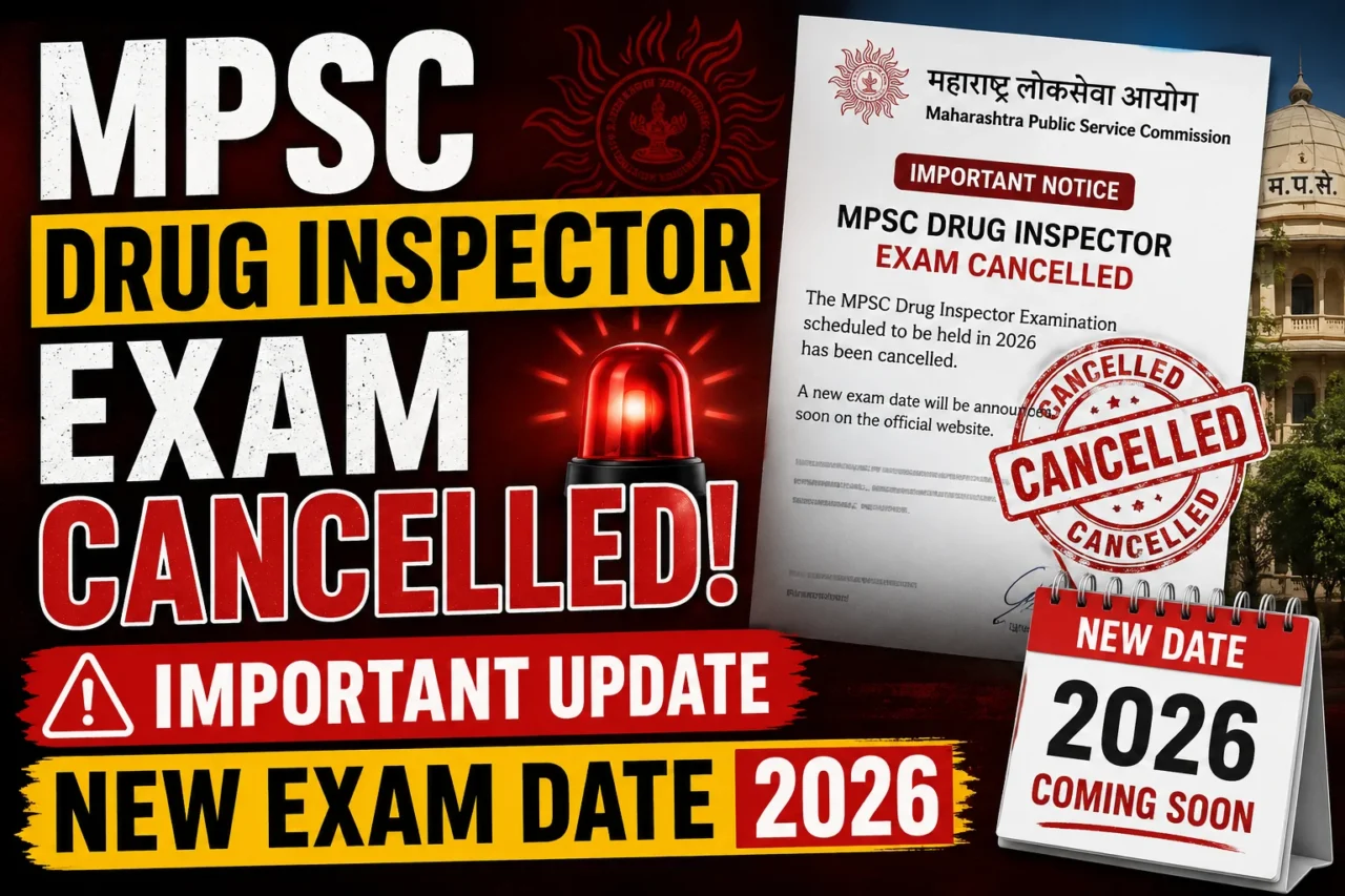 MPSC Drug Inspector Exam Cancelled 2026 – New Exam Date Update