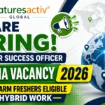 Naturesactiv Global hiring thumbnail announcing Customer Success Officer recruitment 2026 for B.Pharm freshers with hybrid work opportunity and global business theme.
