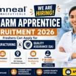 Amneal Pharmaceuticals B.Pharm Apprentice Recruitment 2026 hiring poster for freshers in Manufacturing and Quality Assurance (QA), offering ₹18,000 monthly stipend in Ahmedabad.