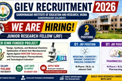 R C Patel JRF Recruitment 2026 for M.Pharm candidates – 2 JRF posts and ₹45,000 salary