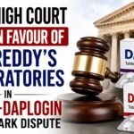 Delhi High Court rules in favour of Dr. Reddy’s Laboratories in DAPLO–DAPLOGIN trademark dispute, featuring a court gavel, courthouse, and pharmaceutical products.