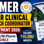 JIPMER Senior Clinical Research Coordinator Recruitment 2026 thumbnail featuring Pharm.D/M.Pharm eligibility and ₹45,000 monthly salary.