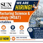 Sun Pharma Recruitment 2026 for M.Pharm candidates in Manufacturing Science & Technology (MS&T) – Injectables at Halol, Gujarat.
