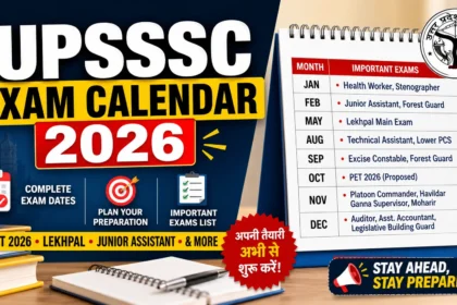 UPSSSC Exam Calendar 2026 with PET and upcoming examination dates