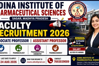 Adina Institute of Pharmaceutical Sciences Faculty Recruitment 2026 for Assistant Professor and Associate Professor posts