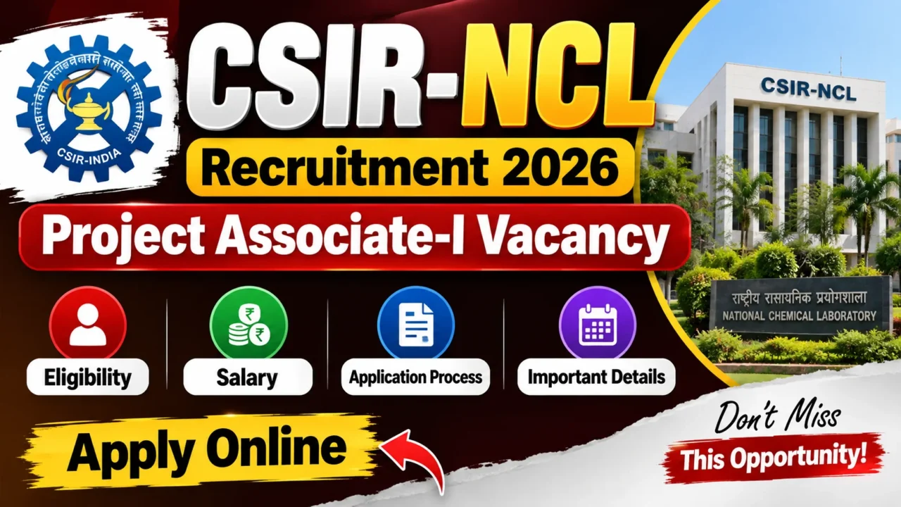 CSIR-NCL Recruitment 2026 Project Associate-I Vacancy, Eligibility, Salary and Apply Online