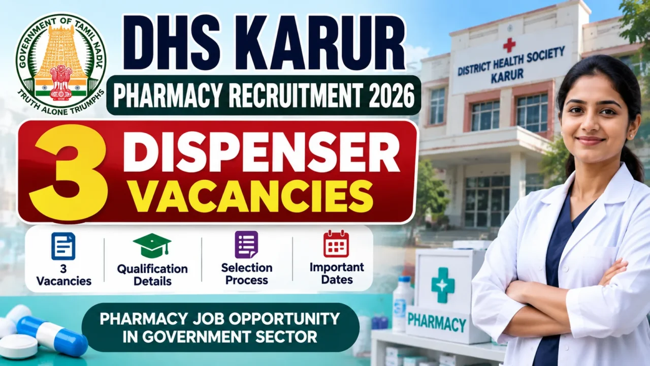 DHS Karur Pharmacy Recruitment 2026 – 3 Dispenser Vacancies