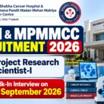 HBCH & MPMMCC Recruitment 2026 poster featuring Project Research Scientist-I vacancy and walk-in interview on 10 September 2026.