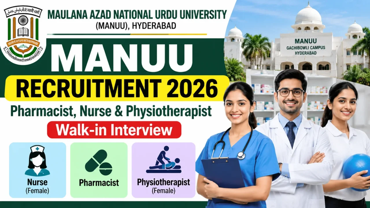 MANUU Recruitment 2026 Pharmacist Nurse and Physiotherapist Walk-in Interview