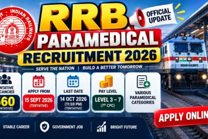 RRB Paramedical Recruitment 2026 notification for 560 tentative vacancies with application dates and Pay Level 3 to 7