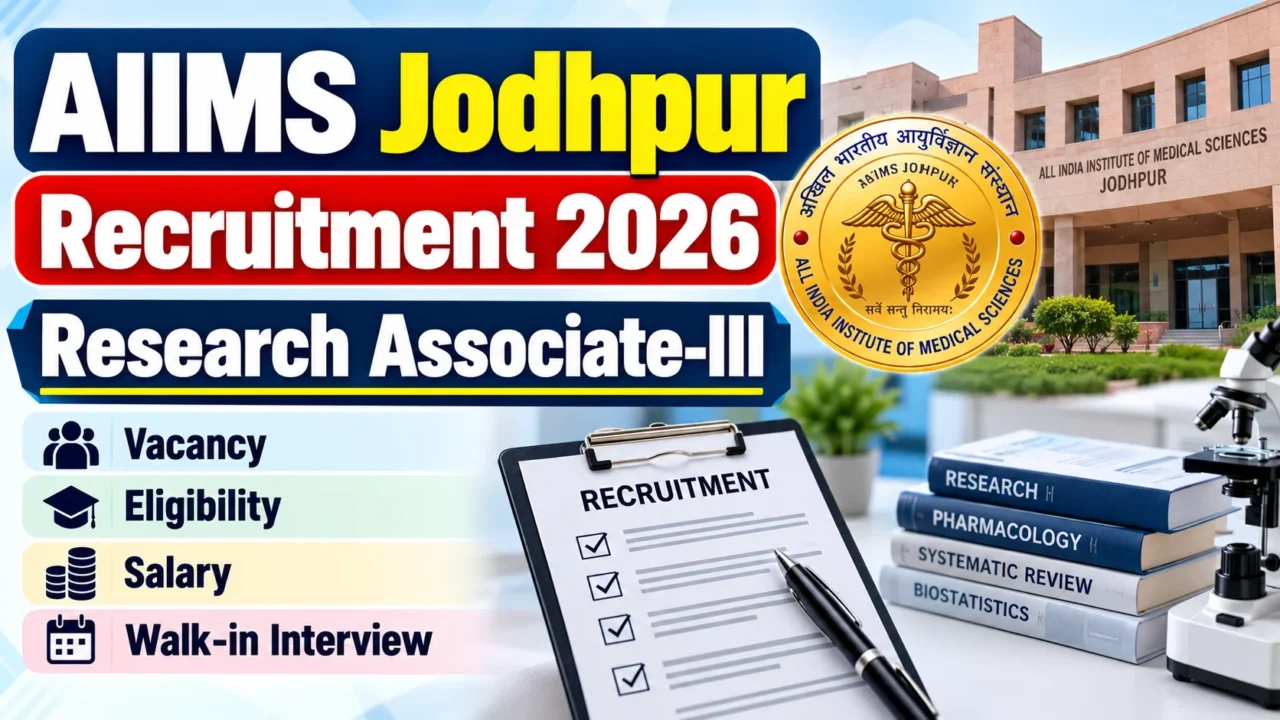 AIIMS Jodhpur Recruitment 2026 Research Associate-III vacancy and walk-in interview