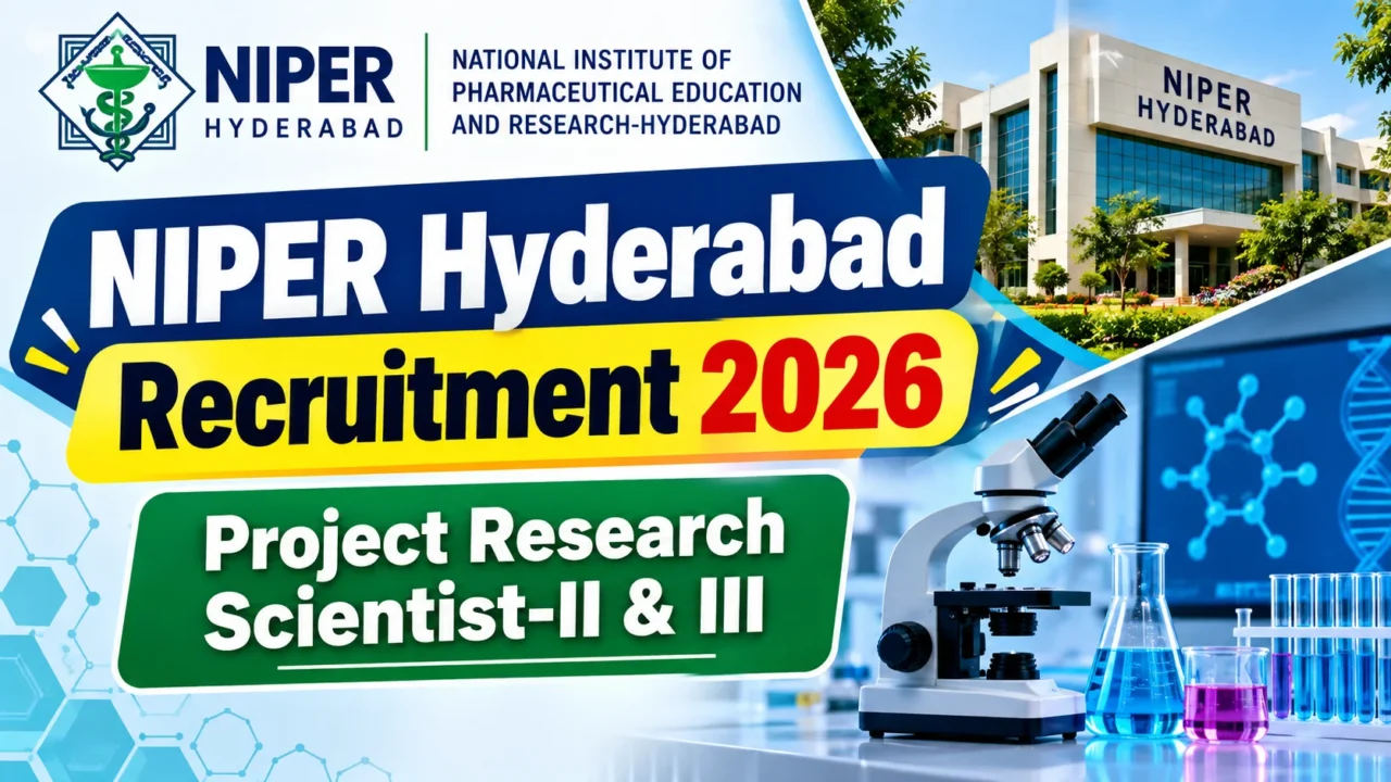 NIPER Hyderabad Recruitment 2026 for Project Research Scientist-II and III
