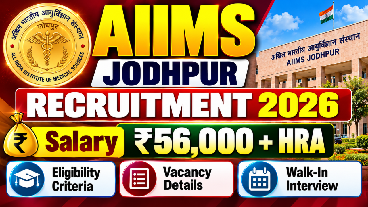 AIIMS Jodhpur Recruitment 2026 – Salary ₹56,000 + HRA, Eligibility and Walk-In Interview