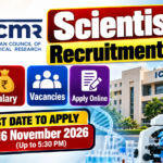 ICMR Scientist-D Recruitment 2026 thumbnail featuring eligibility, salary, vacancies, online application, and last date of 16 November 2026.