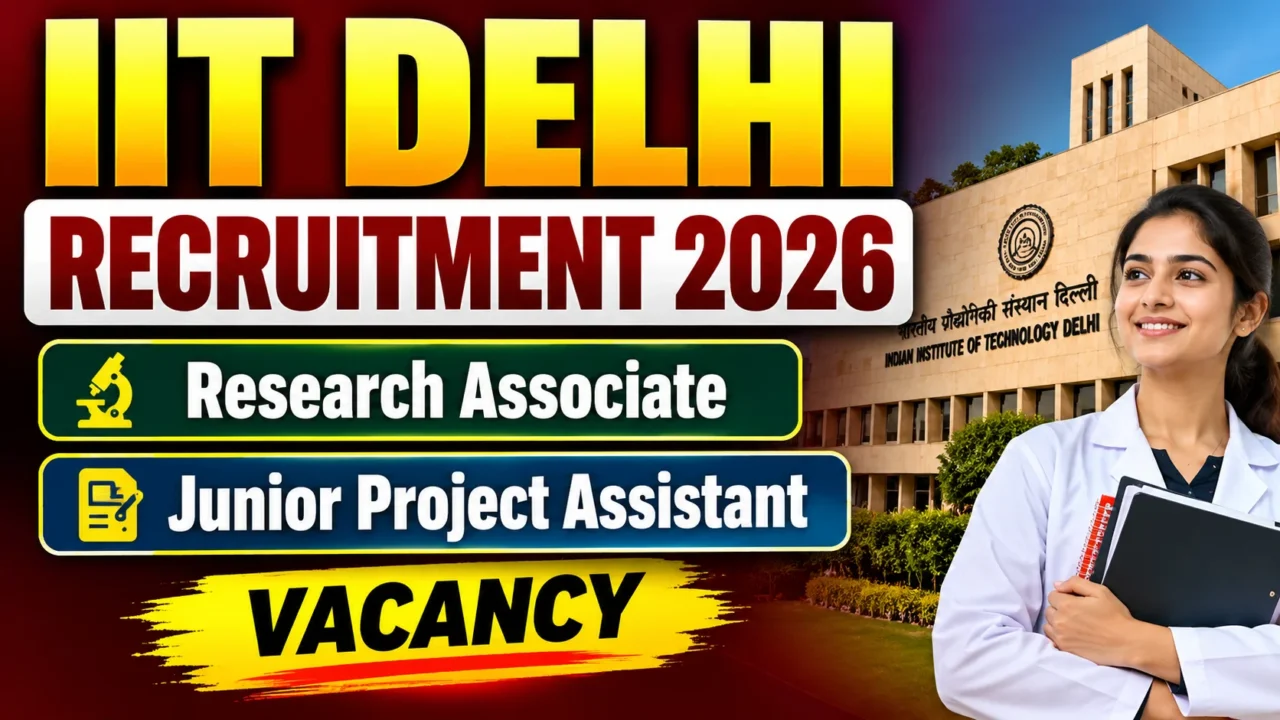 IIT Delhi Recruitment 2026 – Research Associate & Junior Project Assistant Vacancy