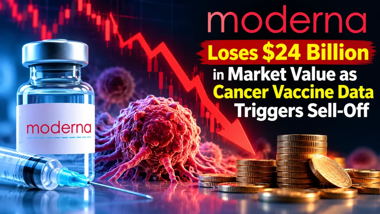Moderna loses $24 billion in market value after cancer vaccine data triggers stock sell-off.