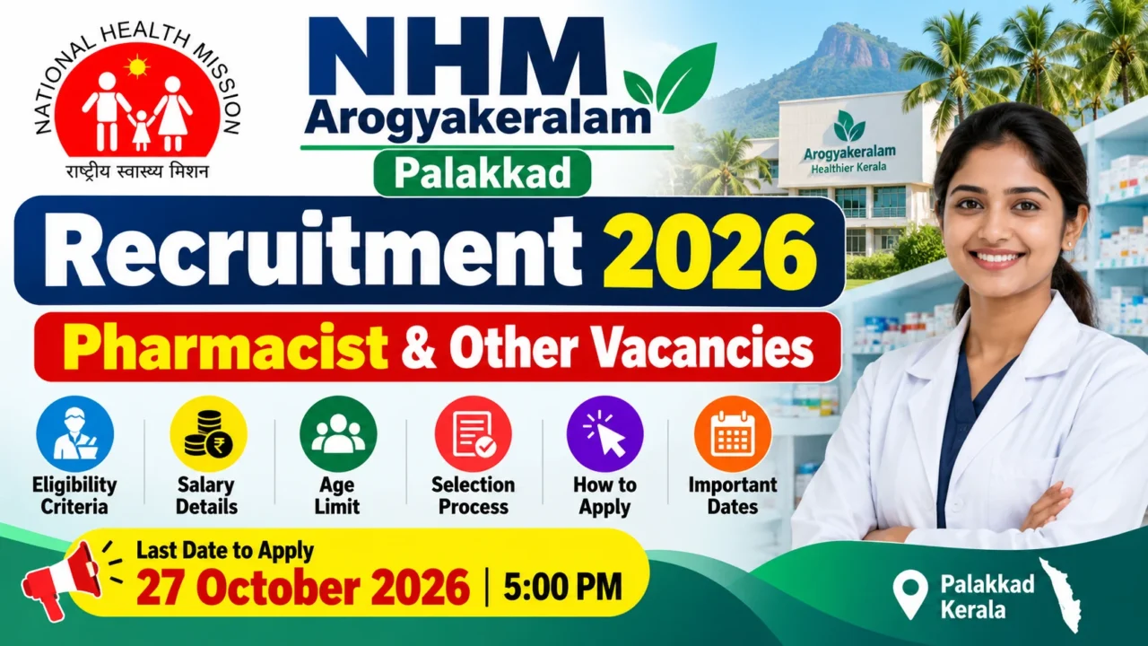 NHM Arogyakeralam Palakkad Recruitment 2026 Pharmacist and Other Vacancies