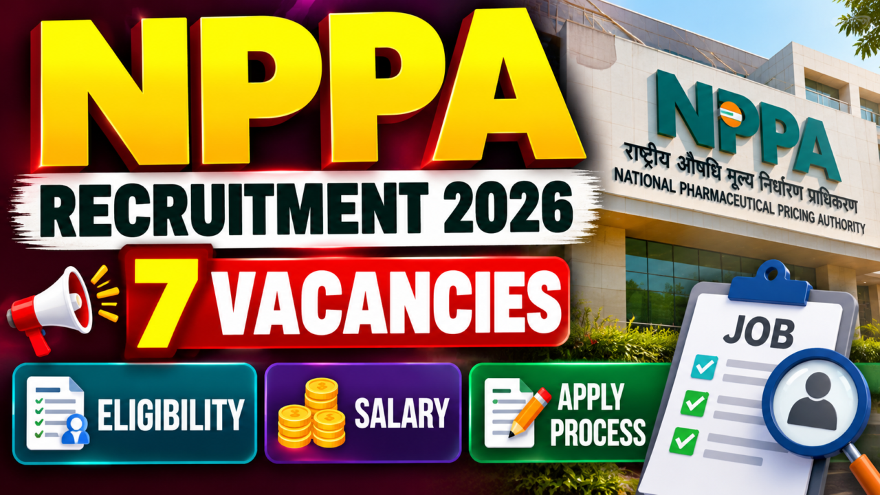 NPPA Recruitment 2026 thumbnail featuring 7 vacancies, eligibility criteria, salary details, and application process.