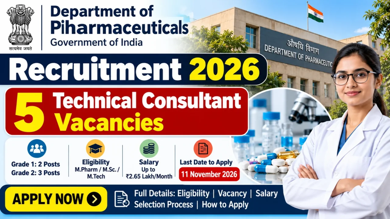 Department of Pharmaceuticals Recruitment 2026 – 5 Technical Consultant Vacancies