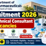 Department of Pharmaceuticals Recruitment 2026 – 5 Technical Consultant Vacancies